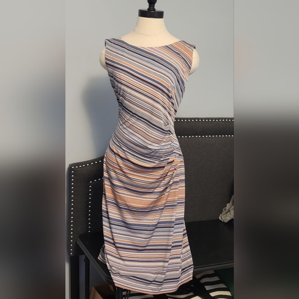 Geo print ruched pullover dress